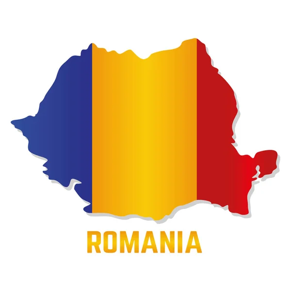 带有罗马尼亚国旗的孤立地图 — 图库矢量图片