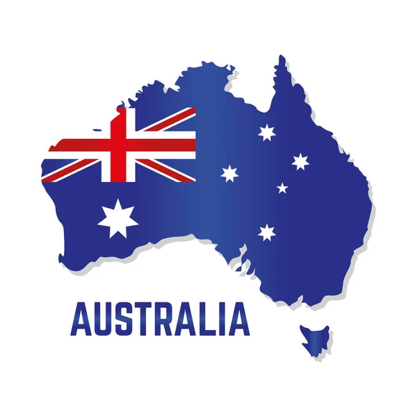 Mapa aislado con bandera de Australia — Vector de stock