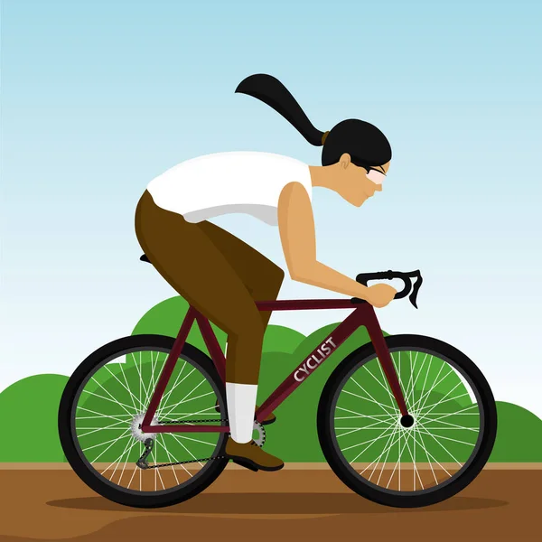 Femme vélo d'équitation — Image vectorielle