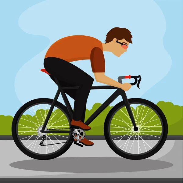 Hombre montar bicicleta — Vector de stock