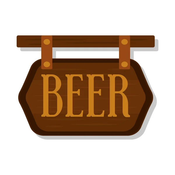 Isolated wooden label with beer text — Stock Vector