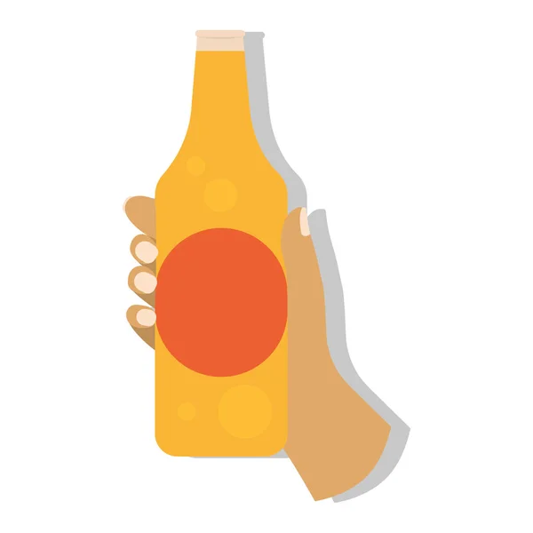 Ruka s lahví od piva — Stockový vektor