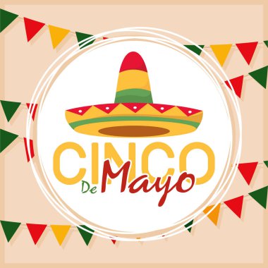 Meksika şapkalı Cinco de mayonez posteri