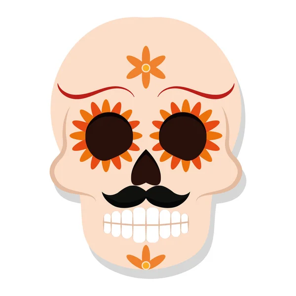 Isolated decorated mexican skull — Stock Vector