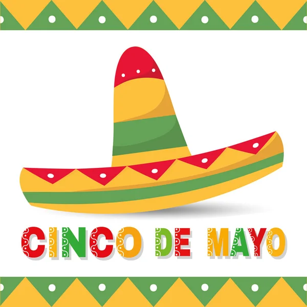 Cartel del Cinco de Mayo con sombrero mexicano — Vector de stock