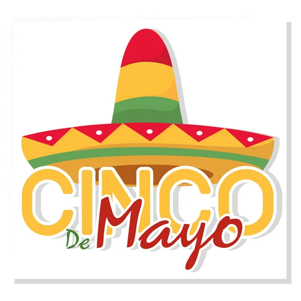 Cinco de Mayo affisch med mexikansk hatt — Stock vektor