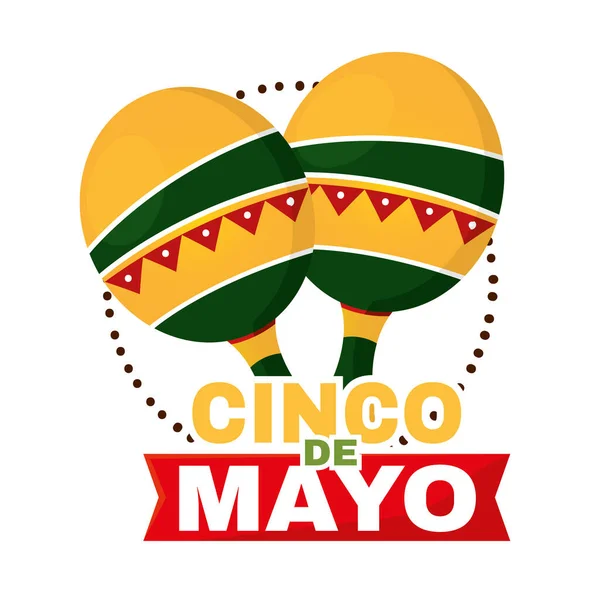 Plakat Cinco de Mayo z marakasami — Wektor stockowy