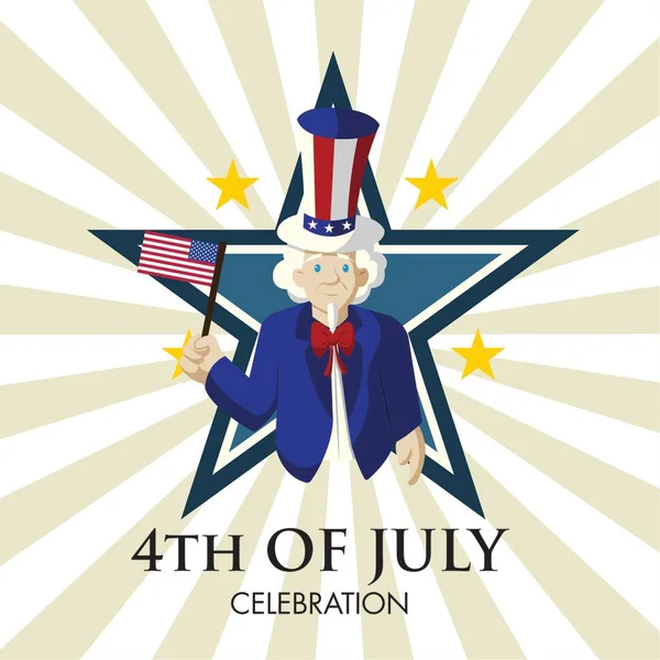 Feliz día de la independencia 4 de julio cartel — Vector de stock