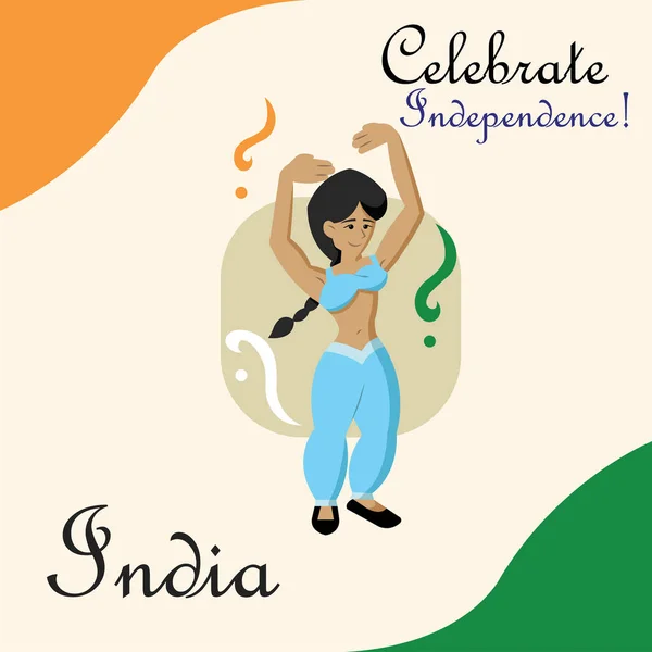Feliz cartel del día de la independencia de India — Vector de stock