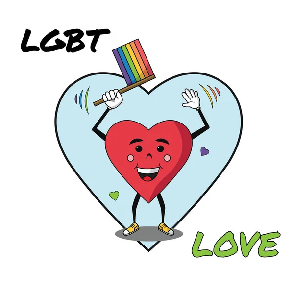 Happy heart shape holding a flag pride day icon — Stock Vector