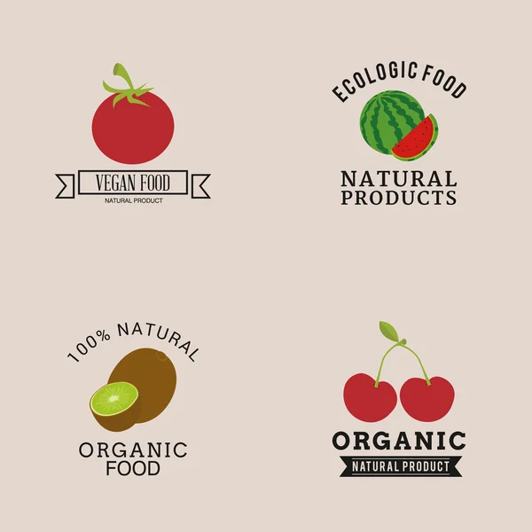 Organik gıda etiketleri — Stok Vektör
