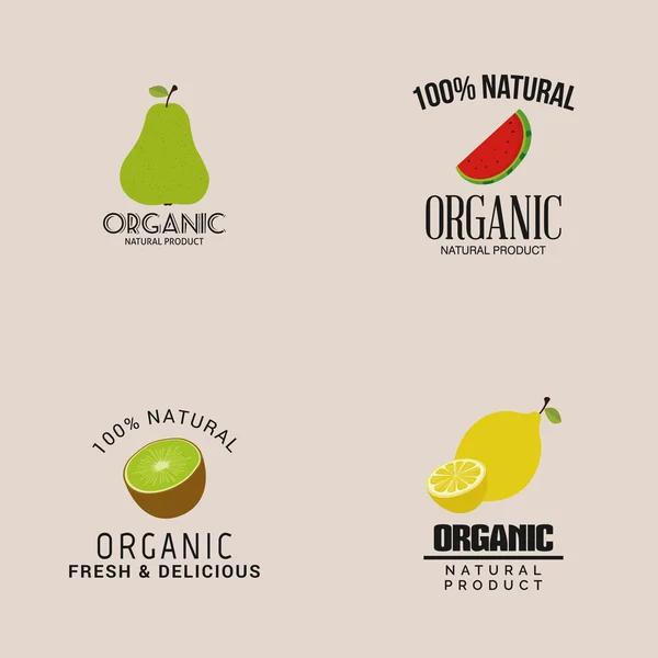 Étiquettes alimentaires biologiques — Image vectorielle