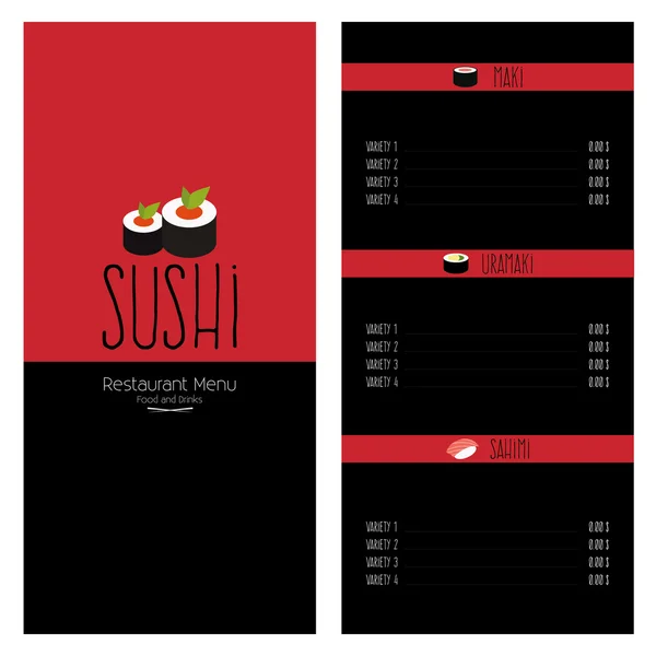 Doce menu de suchi — Vetor de Stock