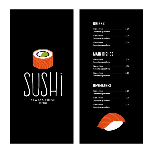 Sweet Suchi Menu — Stock Vector