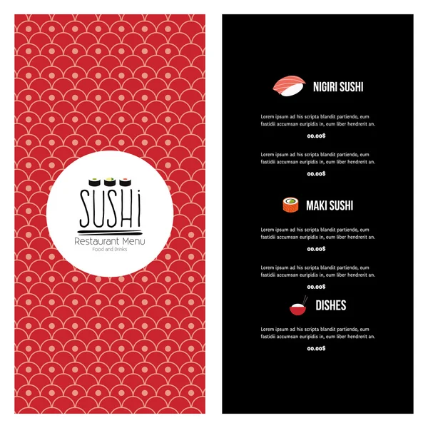 Sweet Suchi Menu — Stock Vector