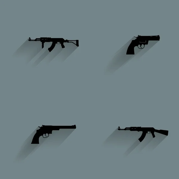 Icônes de silhouette d'arme — Image vectorielle