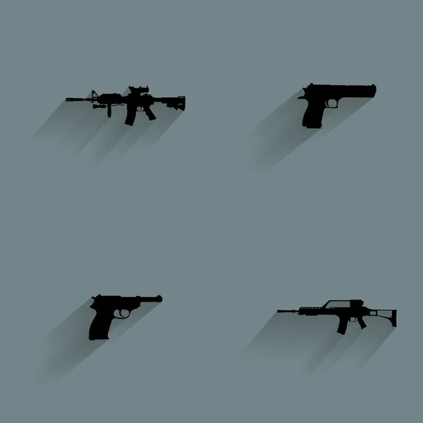 Icônes de silhouette d'arme — Image vectorielle