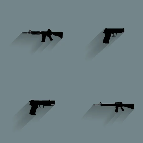 Iconos de silueta de arma — Vector de stock