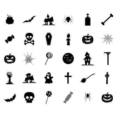 Cadılar Bayramı siluet simgeler