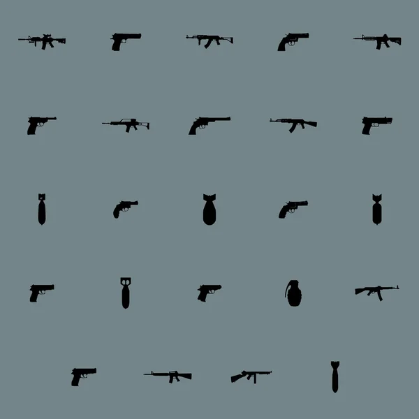 Όπλο σιλουέτα εικονίδια — Διανυσματικό Αρχείο