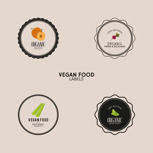 Vegansk mat etiketter — Stock vektor