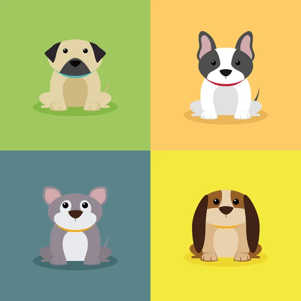 Lindos perros de dibujos animados — Vector de stock