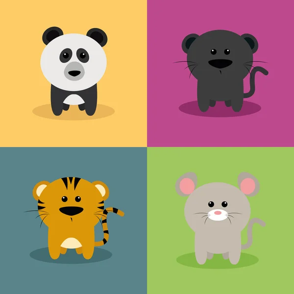 Simpatici animali dei cartoni animati — Vettoriale Stock