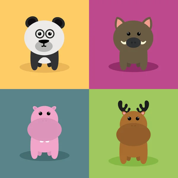 Schattig cartoon dieren — Stockvector