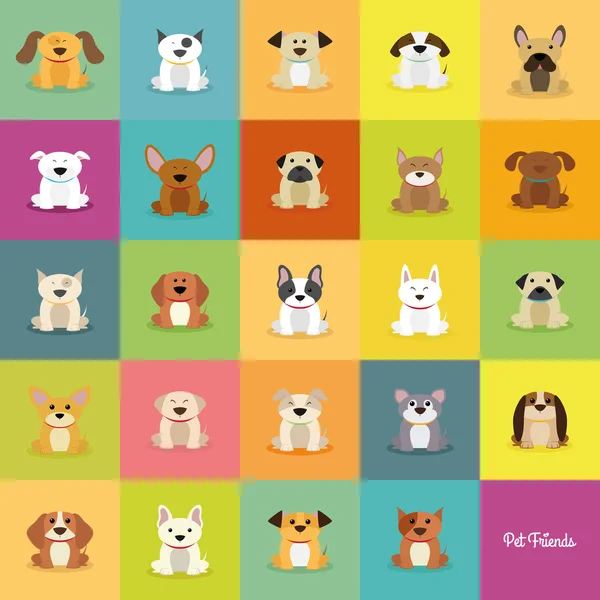 Chiens de dessin animé mignon — Image vectorielle