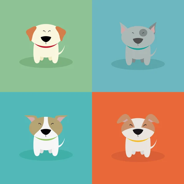 Lindos perros de dibujos animados — Vector de stock