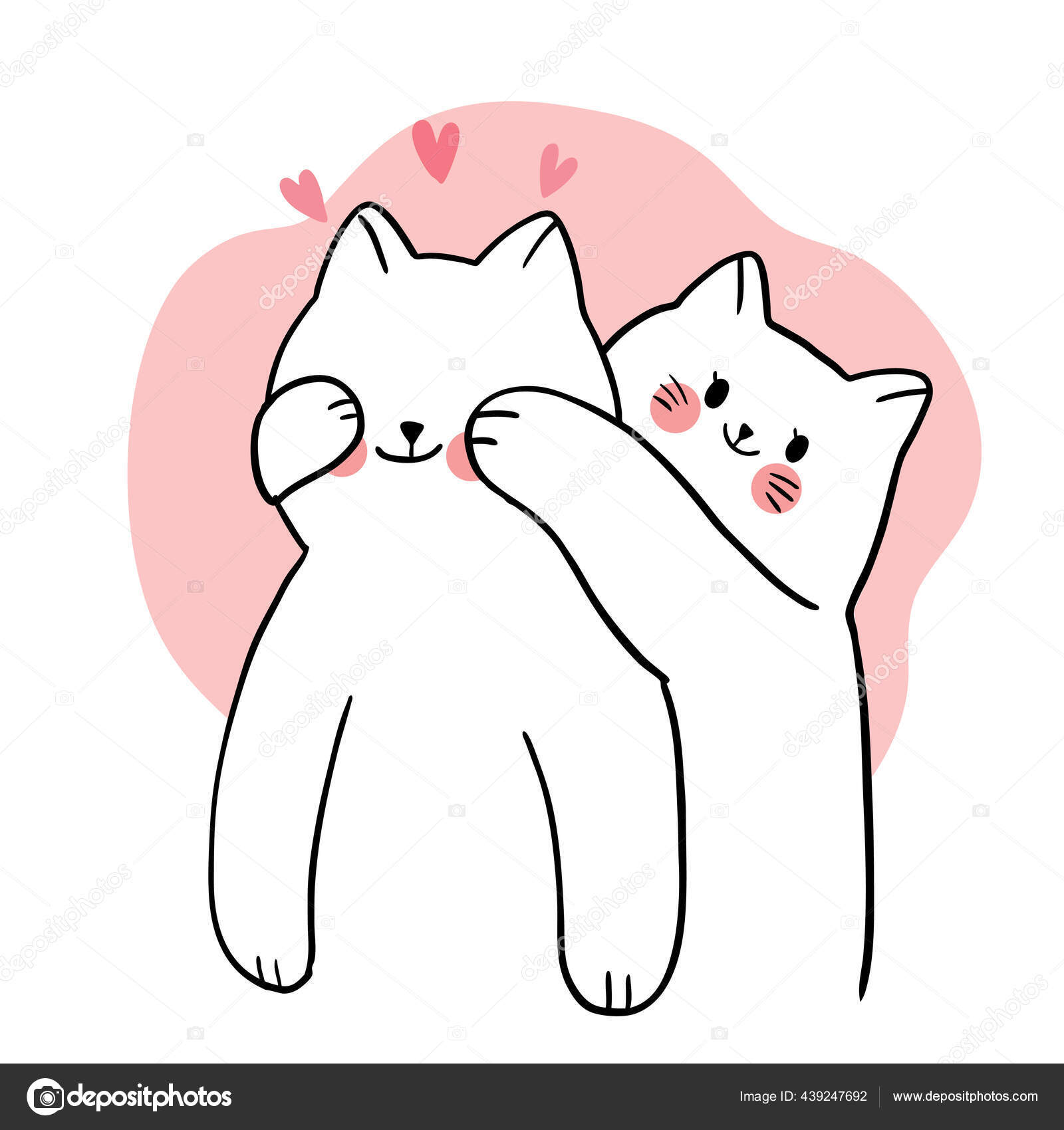 Gatos fofos da família dos desenhos animados no vetor de amor