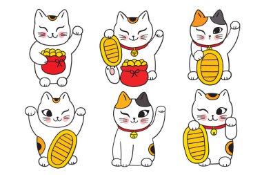 Çizgi film sevimli şanslı kedi vektörü.