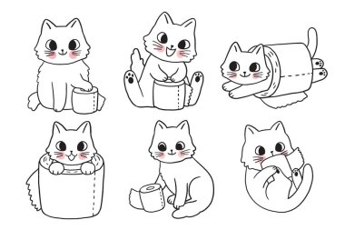Cartoon cute character funny cat vector.