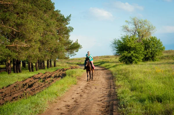 Horsewoman riding. — Stock Photo, Image