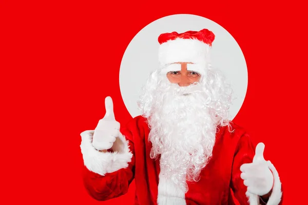 Kırmızı Sırt Çantasındaki Noel Baba Onayladı — Stok fotoğraf