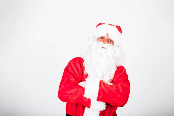 Neşeli Bir Noel Baba Nın Portresi Doğrudan Kameraya Bakıyor Noel — Stok fotoğraf