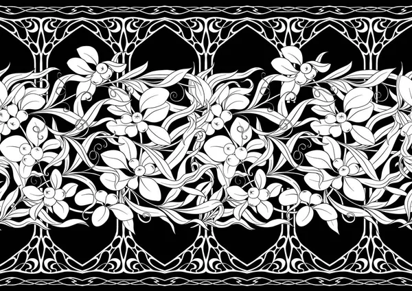 花のシームレスなパターン、背景｜アール・ヌーヴォー様式 — ストックベクタ