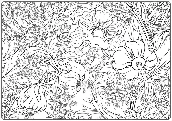 Bloemen naadloos patroon, achtergrond met In art nouveau stijl — Stockvector