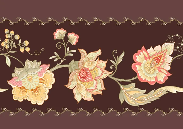 Patrón sin costura con flores ornamentales estilizadas — Vector de stock