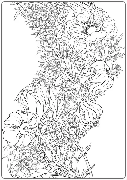 Bloemen naadloos patroon, achtergrond met In art nouveau stijl — Stockvector