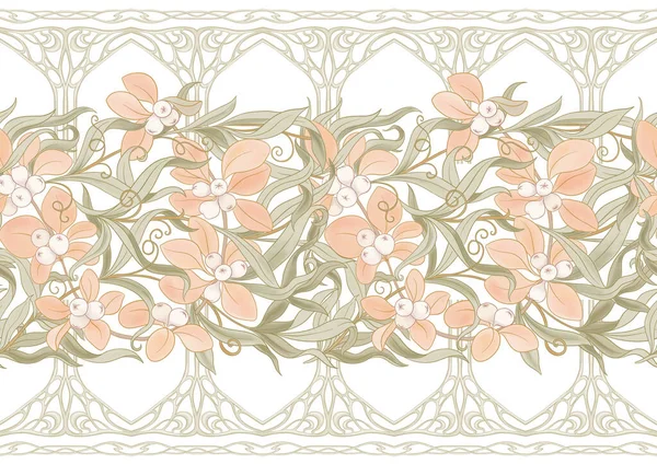 Floral nahtlose Muster, Hintergrund im Jugendstil — Stockvektor
