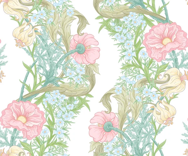 Floral nahtlose Muster, Hintergrund mit Jugendstil — Stockvektor