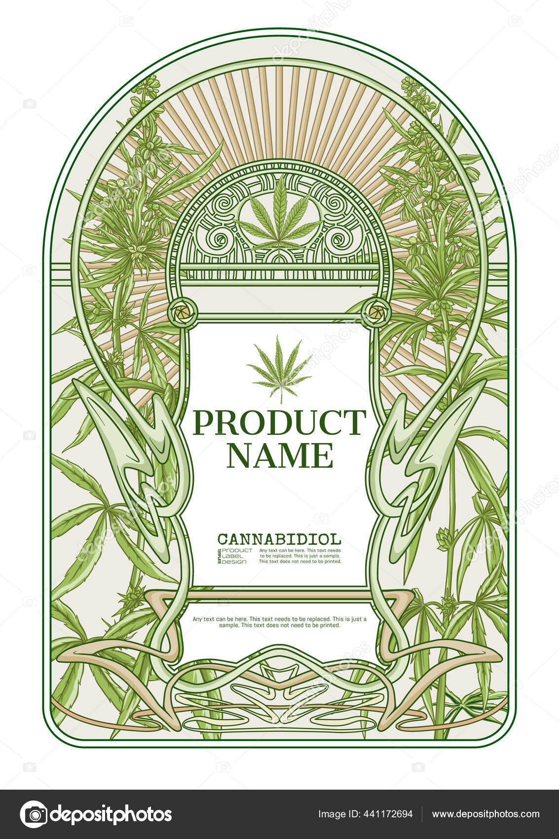Download Cannabis Template For Product Label Cosmetic Packaging Vector Image By C Elenabesedina Vector Stock 441172694