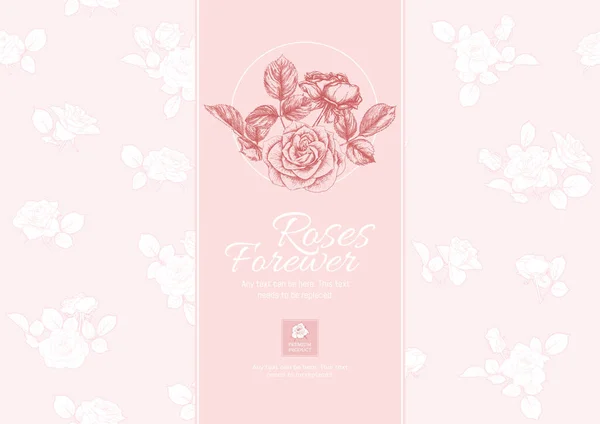 Plantilla de flores de rosas para la etiqueta del producto — Vector de stock