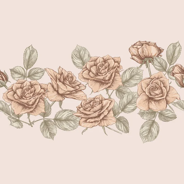 Patrón sin costuras con flores de rosas. — Vector de stock