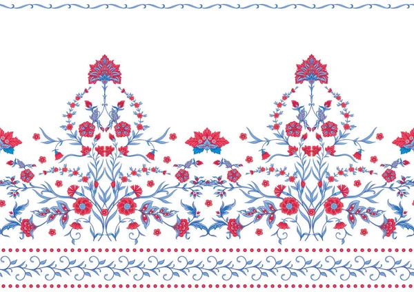 Tradicional oriental, patrón árabe de flores azules y rojas — Archivo Imágenes Vectoriales