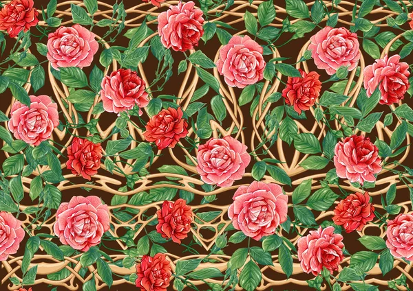 Sömlöst mönster med rosor blommor — Stock vektor