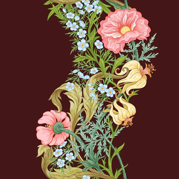 Patrón sin costura floral, fondo con estilo art nouveau — Archivo Imágenes Vectoriales
