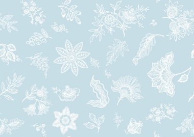 Fantezi çiçekleri retro, vintage, jacobean nakış tarzı.