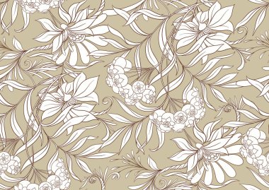 Kusursuz desen, dekoratif çiçeklerle arka plan